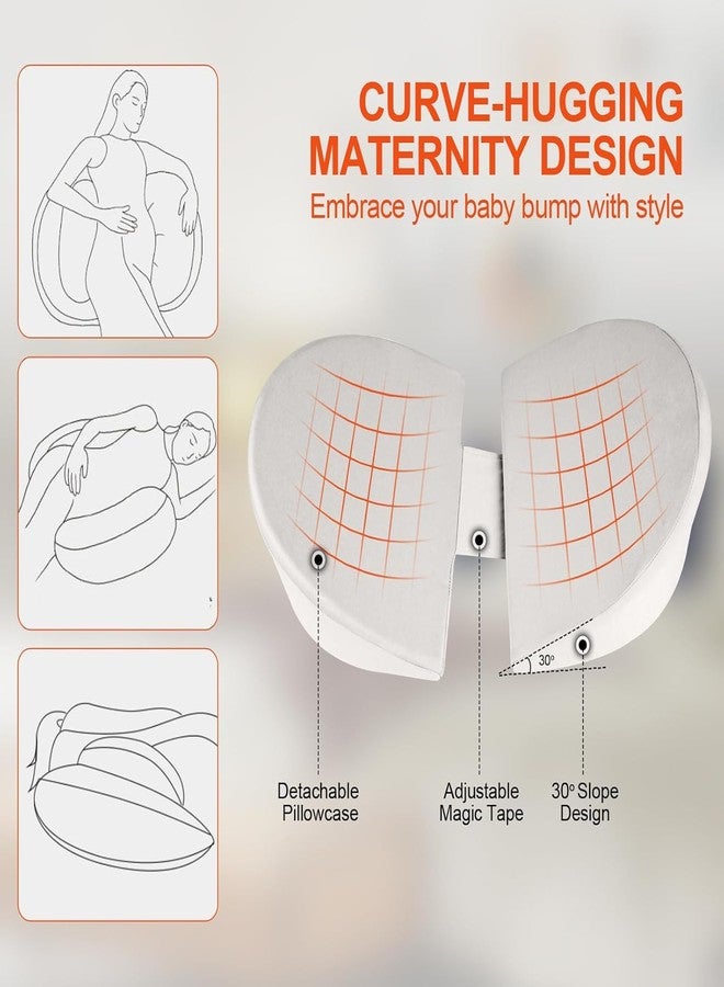 WEIKA Pregnancy Wedge Pillows for Sleeping, Memory Foam Pregnancy Body Pillow for Pregnant Women, Support for Belly, Back, HIPS, Maternity Pillow with Detachable & Adjustable Pillow Cover (Light Grey) - Image 2